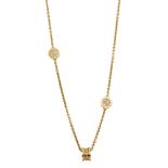 A B.ZERO1 DIAMOND PENDANT NECKLACE BY BULGARI in 18ct yellow gold, the rounded pendant jewelled with