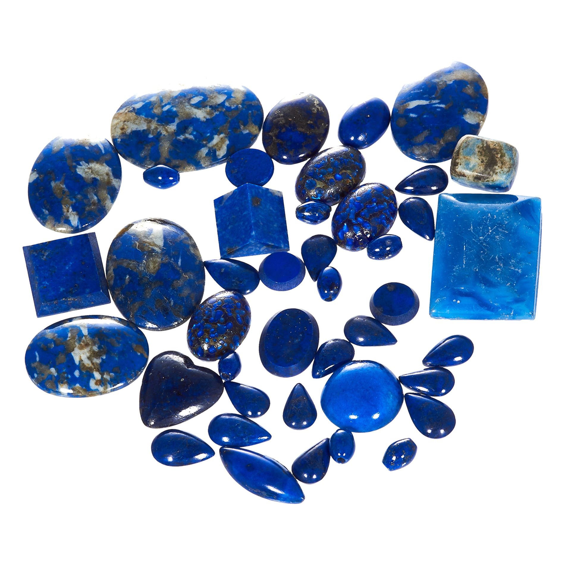 A 199.0 CARAT PARCEL OF BLUE HARDSTONE PIECES including lapis lazuli, etc, variously sized and