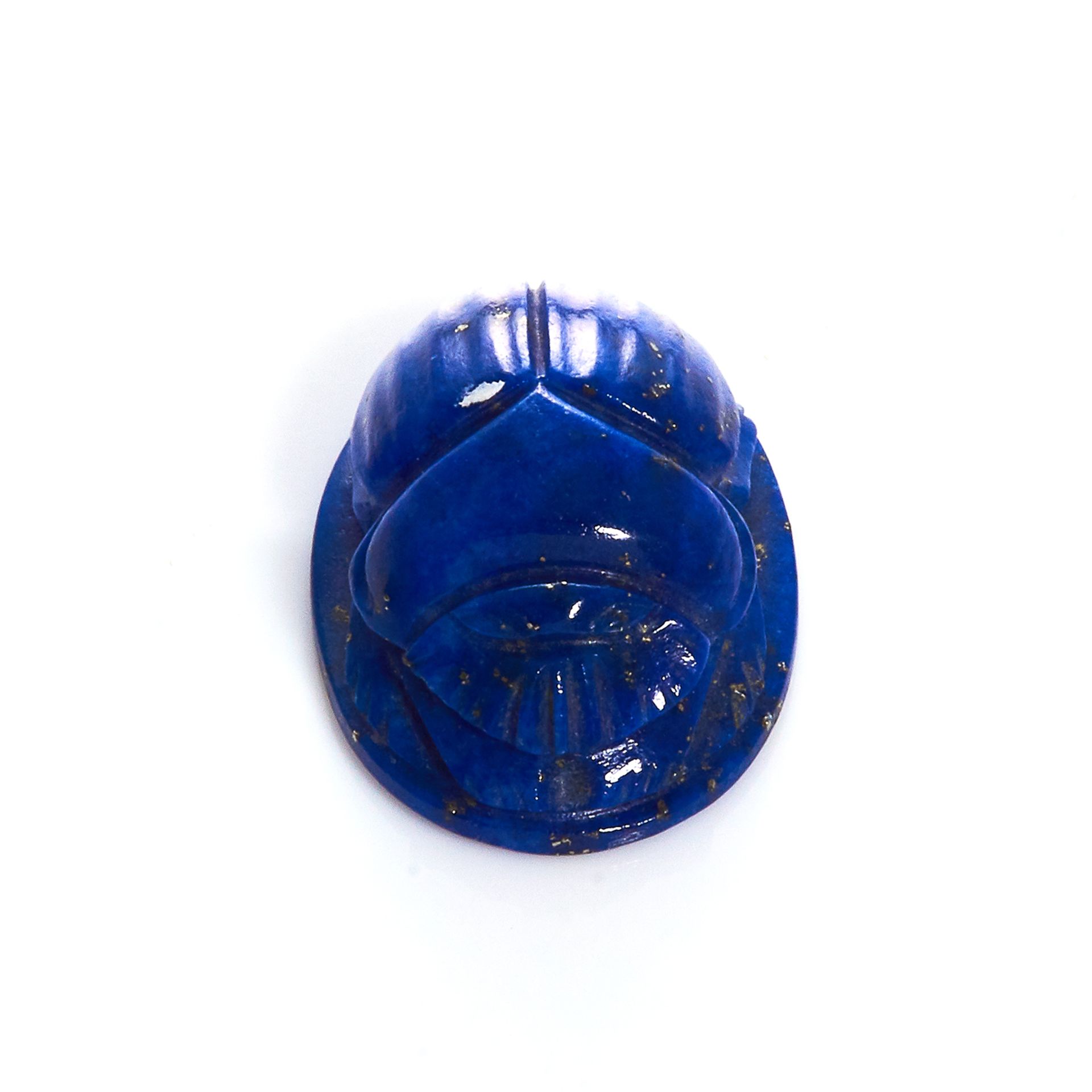 A CARVED LAPIS LAZULI SCARAB BEETLE / INTAGLIO SEAL 12.45 CARATS