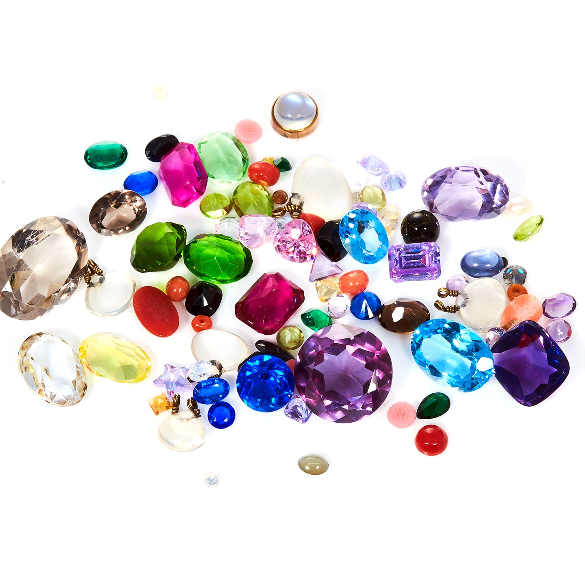 A 130.0 CARAT PARCEL OF GEMSTONES including a large, synthetic colour change sapphire, various