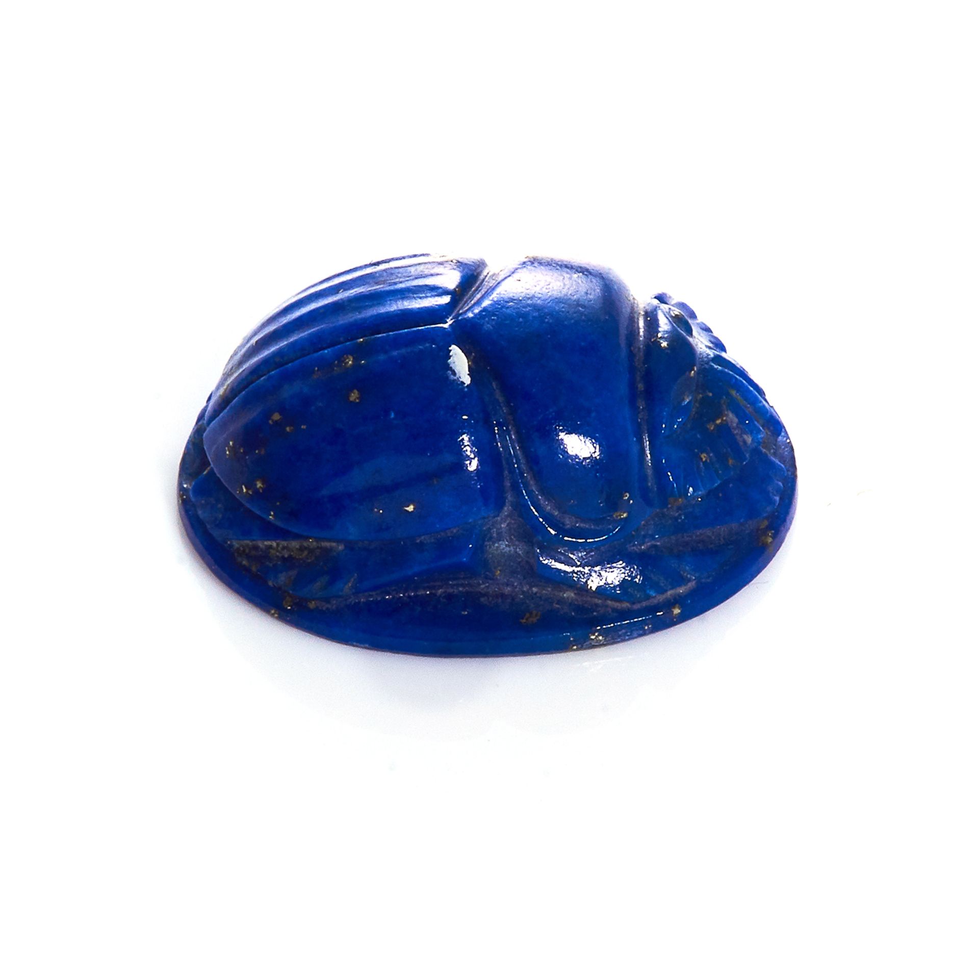 A CARVED LAPIS LAZULI SCARAB BEETLE / INTAGLIO SEAL 12.45 CARATS - Bild 2 aus 2