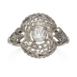 A DIAMOND DRESS RING, 19TH CENTURY in white gold or platinum, set with a central old cut diamond