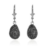 A PAIR OF DIAMOND EARRINGS each designed as a rounded drop jewelled with diamonds, unmarked, 2.