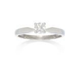 A SOLITAIRE DIAMOND RING in 18ct white gold, set with a round cut diamond of approximately 0.24