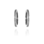 A PAIR OF DIAMOND HOOP EARRINGS in 14ct white gold, set with round cut diamonds totalling