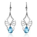 A PAIR OF TOPAZ EARRINGS in sterling silver, each designed as diamond and wing motif suspending a