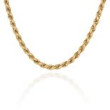 A FANCY LINK ROPE CHAIN NECKLACE, ITALIAN in 18ct yellow gold, designed as intertwining gold chain