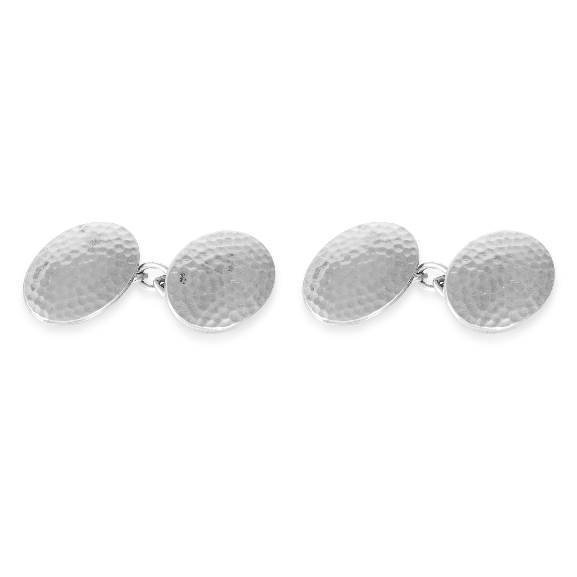 A PAIR OF ART DECO 'STAYBRITE' CUFFLINKS, CHARLES HORNER in sterling silver, each comprising of