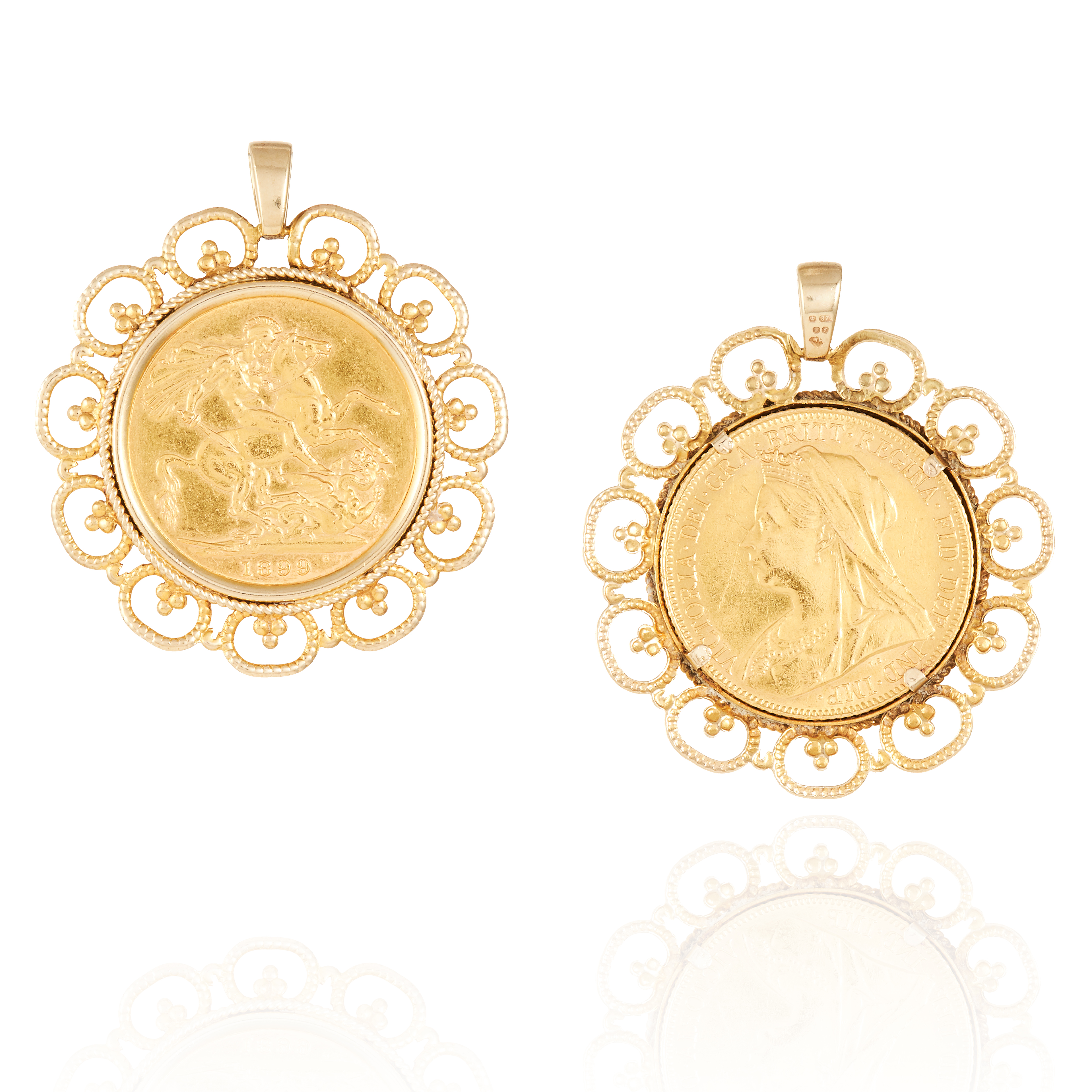 AN ANTIQUE VICTORIAN FULL SOVEREIGN PENDANT in 22ct yellow gold, the Victorian full sovereign in a