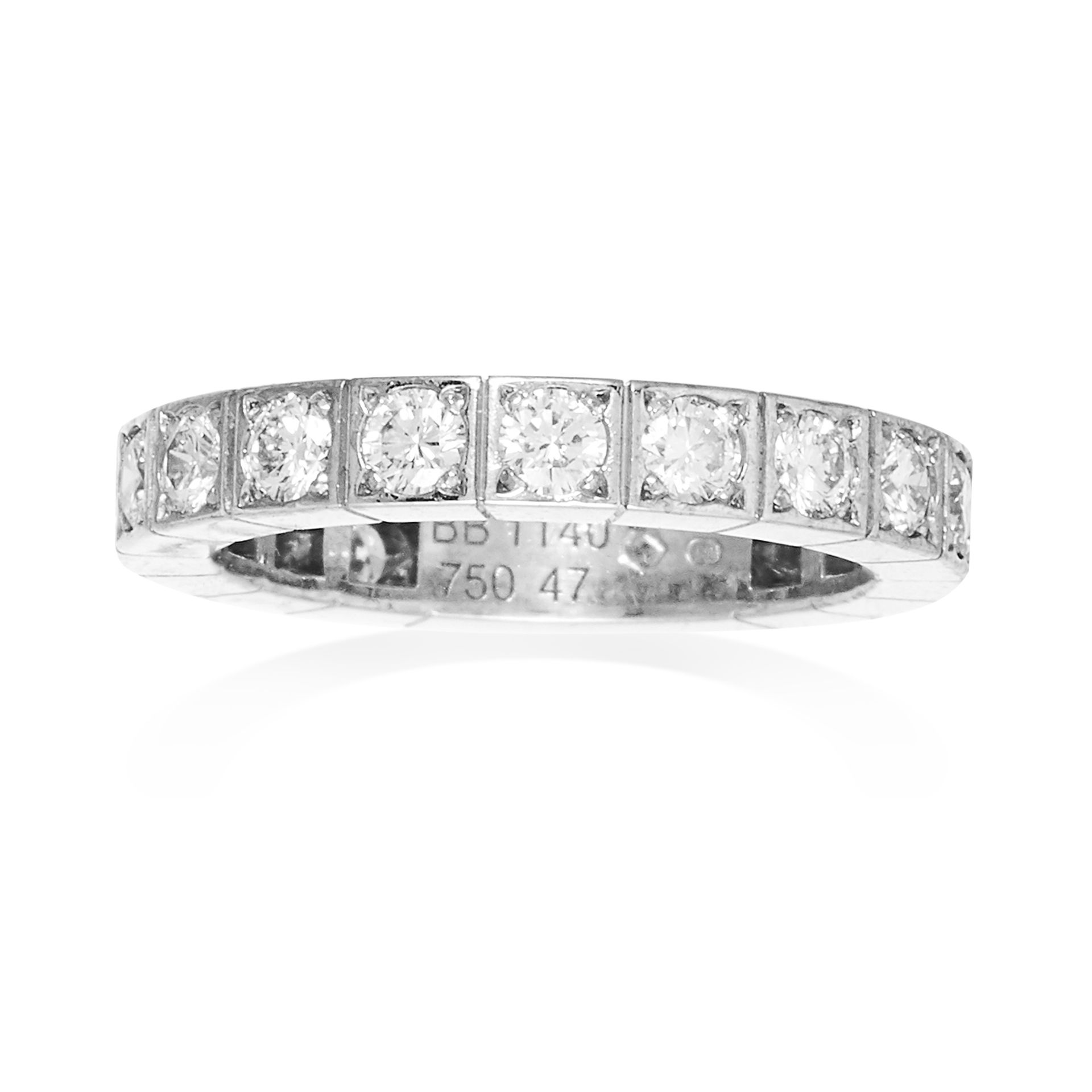 A DIAMOND ETERNITY RING, CARTIER in 18ct white gold, set with a single row of diamonds totalling 1.0