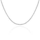 A 3.80 CARAT DIAMOND LINE NECKLACE in 18ct white gold, set with round cut diamonds totalling