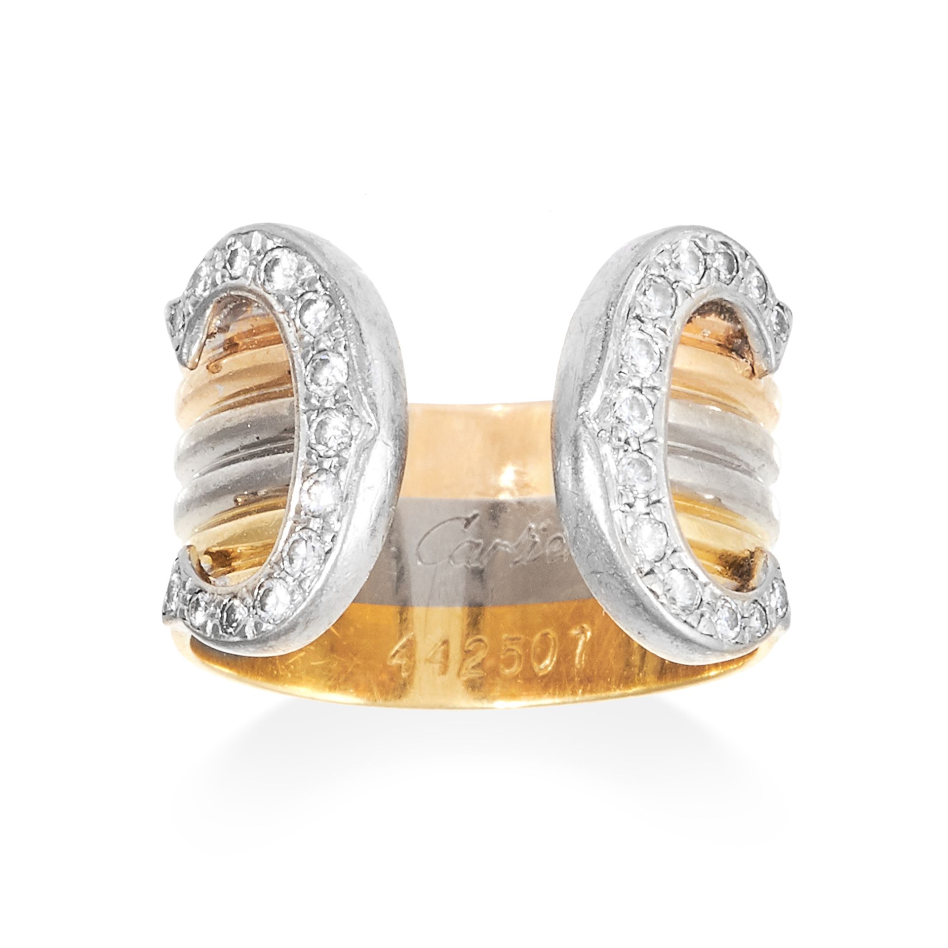 A C DE CARTIER DIAMOND RING, CARTIER in 18ct yellow, white and rose gold, designed as a three colour