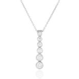 A DIAMOND PENDANT, TIFFANY AND CO, CIRCA 2003 in platinum, suspending six round cut diamonds