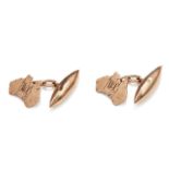 A PAIR OF MAP OF AUSTRALIA CUFFLINKS in 9ct yellow gold, in the shape of the map of Australia,