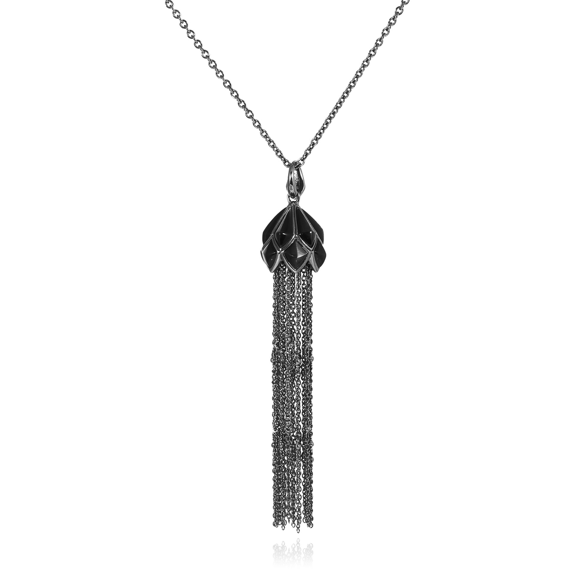 A SILVER TASSEL PENDANT AND CHAIN, STEPHEN WEBSTER in silver, comprising of a jewelled pendant