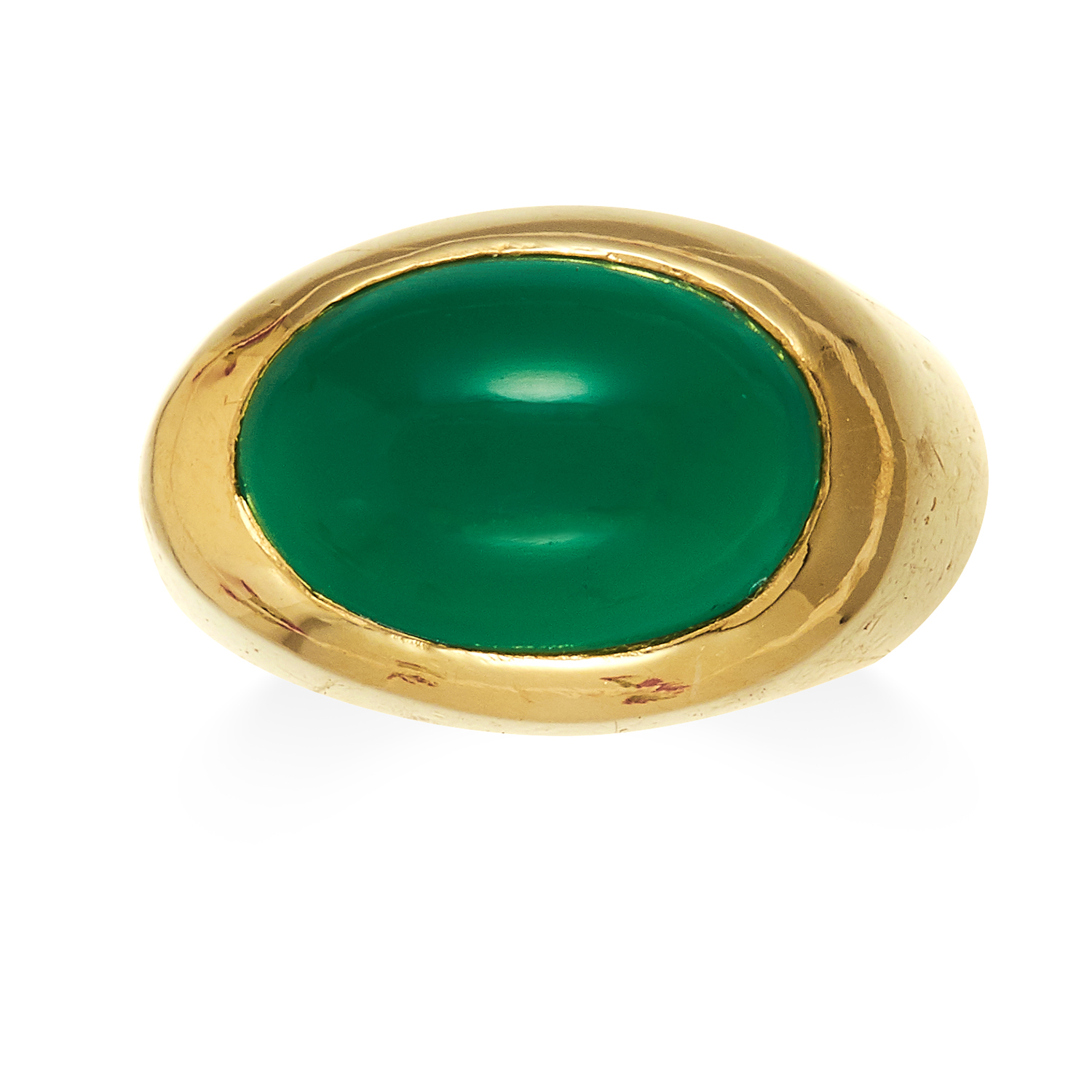 A CHRYSOPRASE RING, POMELLATO in 18ct yellow gold, set with a large cabochon chrysoprase, signed