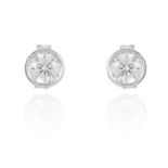 A PAIR OF 0.90 CARAT DIAMOND STUD EARRINGS in 18ct white gold, each set with a round cut diamond