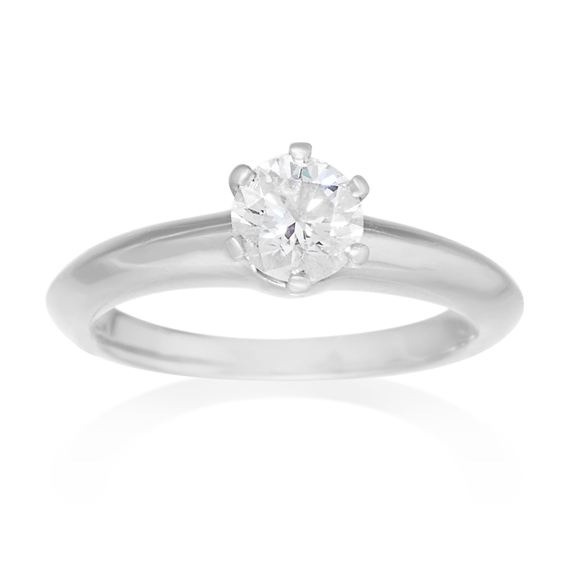 A 0.52 CARAT SOLITAIRE DIAMOND RING, TIFFANY & CO in platinum, set with a brilliant cut diamond of