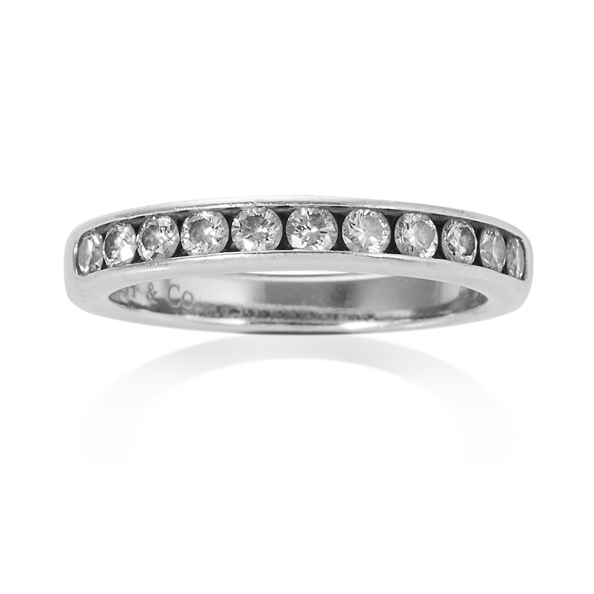 A 0.44 CARAT DIAMOND HALF ETERNITY RING, TIFFANY & CO in platinum, set with eleven round brilliant