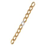 A DIAMOND FANCY CURB LINK BRACELET in 18ct yellow gold, comprising of ten fancy curb links, the