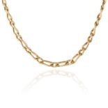 A GOLD LINK NECKLACE in yellow gold, comprising of curb link necklace, unmarked, 46cm, 40.2g.