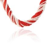 A CORAL, PEARL AND DIAMOND NECKLACE in 18ct white gold, comprising of sixteen strands of coral and