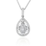 A DIAMOND PENDANT in 18ct white gold, set with round cut diamonds totalling approximately 0.37