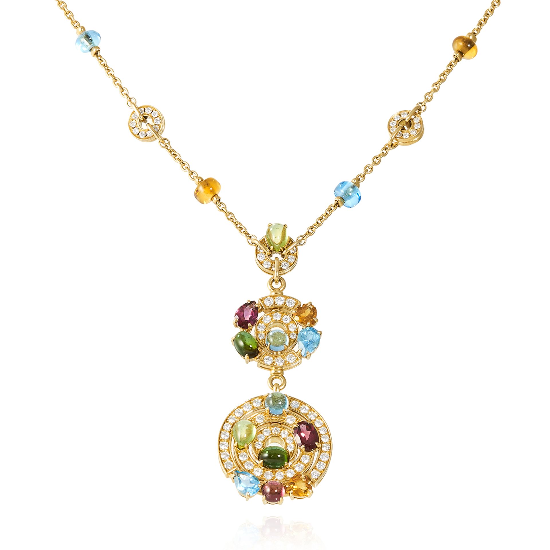 A GEM-SET ASTRAL 'CONCENTRICA' NECKLACE, BULGARI in 18ct yellow gold, set with round cut diamonds