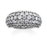 A DIAMOND DRESS RING in 18ct white gold, jewelled with round cut diamonds totalling approximately