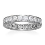 A 1.26 CARAT DIAMOND ETERNITY RING in platinum or white gold, comprising a single row of round cut