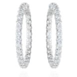 A PAIR OF 5.0 CARAT DIAMOND HOOP EARRINGS in white gold, the full hoops jewelled with round cut