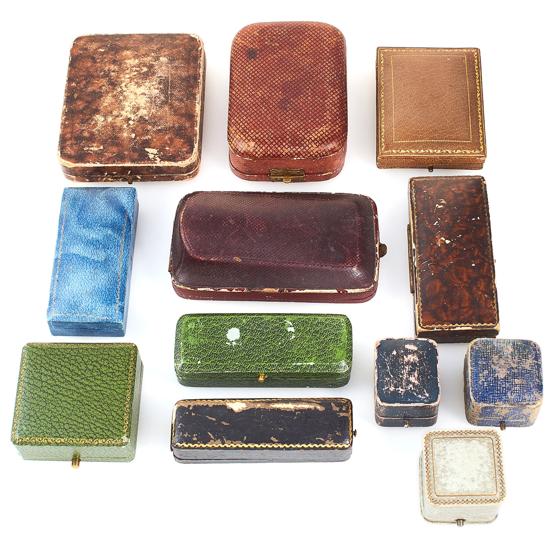 A COLLECTION OF TWELVE VARIOUS ANTIQUE JEWELLERY BOXES