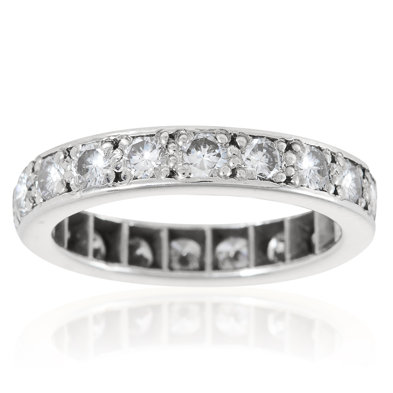 A 2.00 CARAT DIAMOND ETERNITY RING in white gold or platinum, set with round cut diamonds