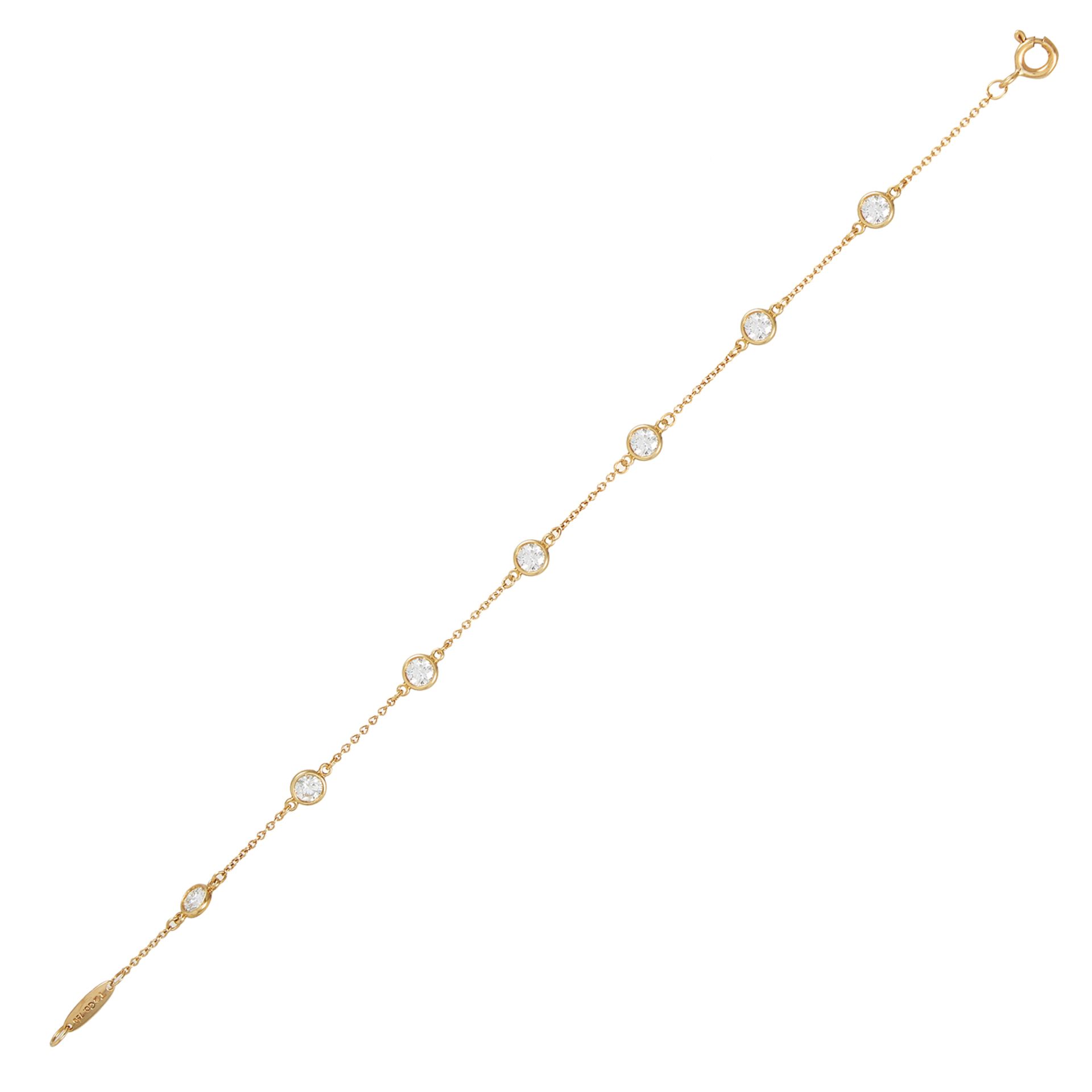 A 1.26 CARAT DIAMOND BRACELET, ELSA PERETTI FOR TIFFANY & CO in 18ct yellow gold, set with seven
