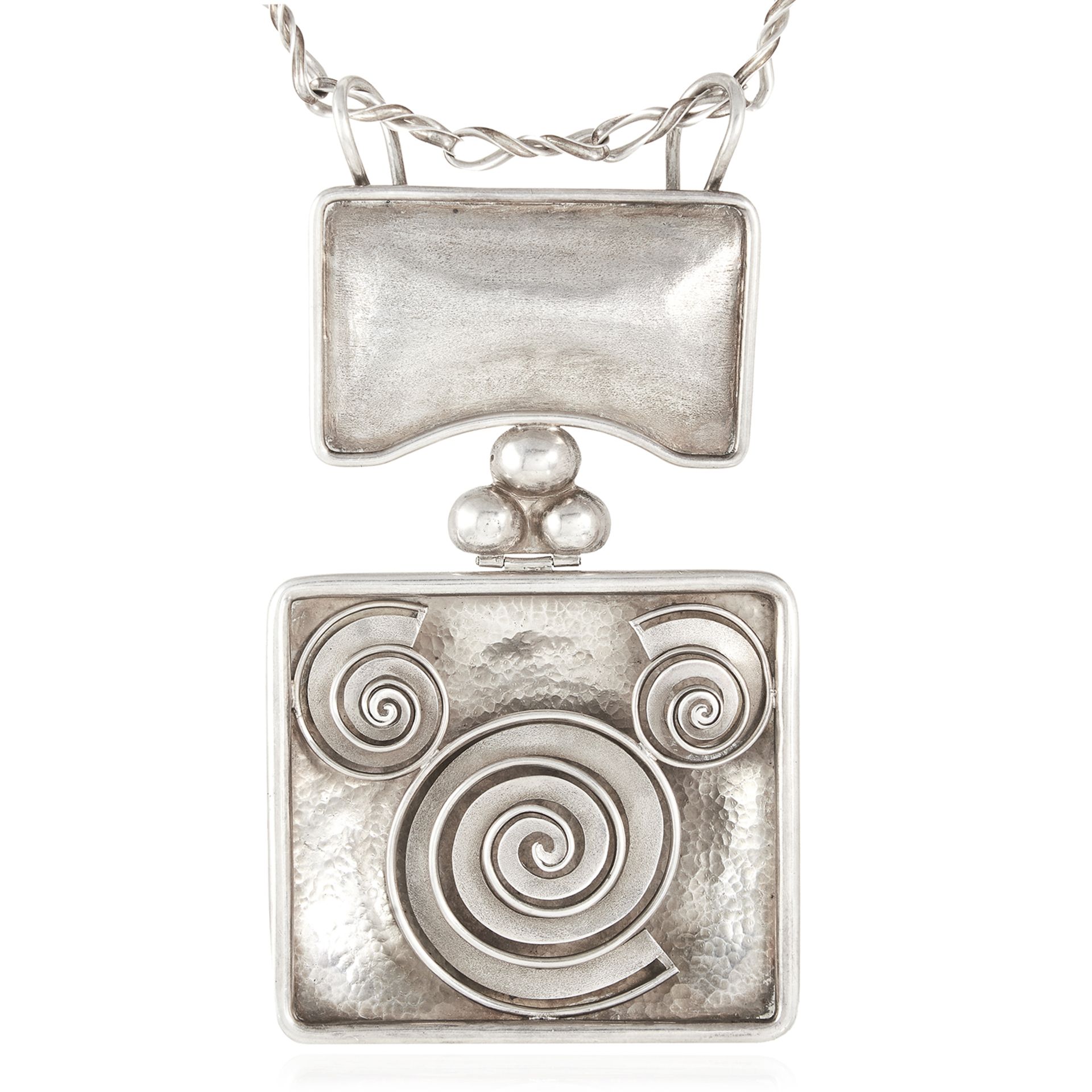 AN ABSTRACT PENDANT NECKLACE, LALAOUNIS in sterling silver, in large, rectangular abstract design