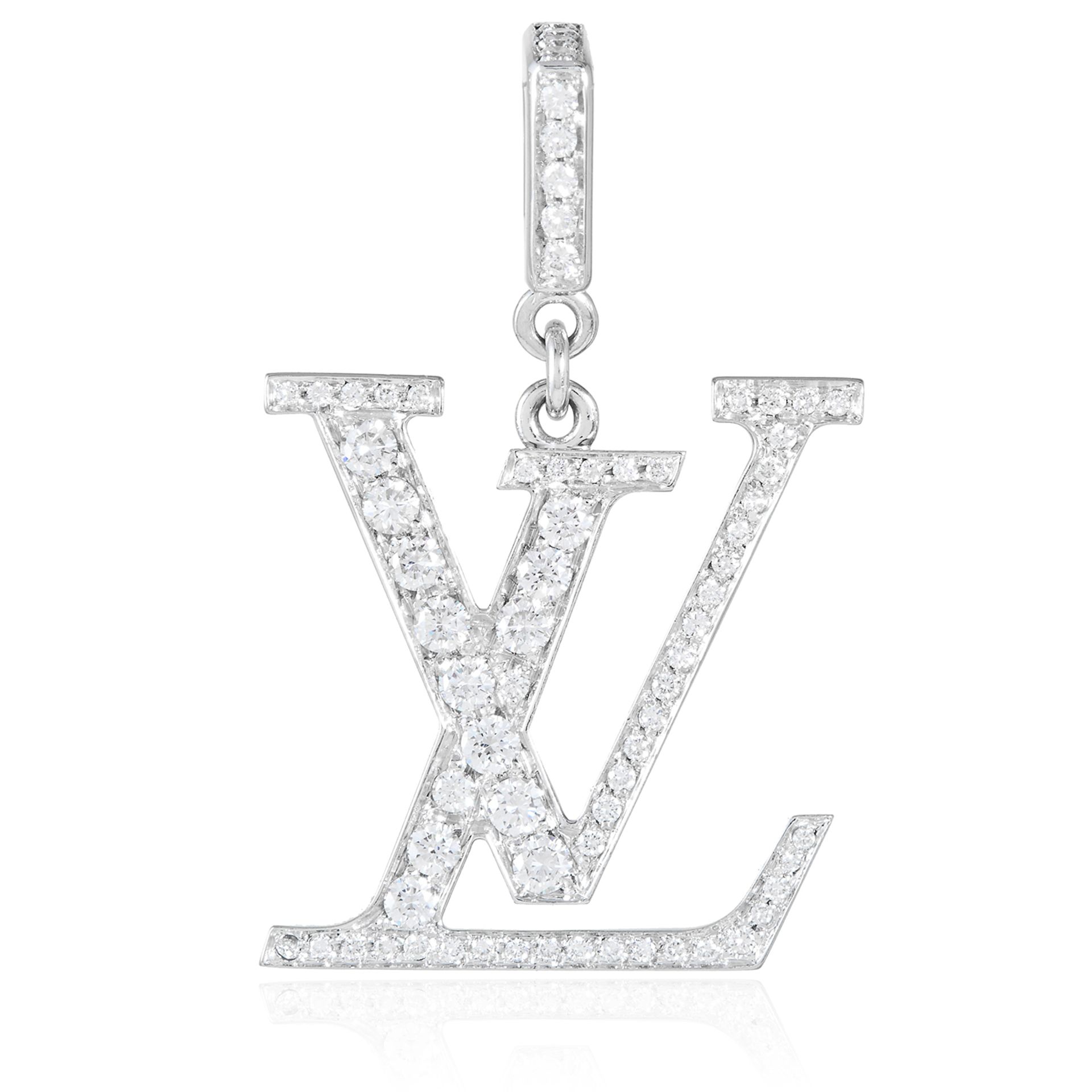 A 2.32 CARAT DIAMOND 'LV' PENDANT, LOUIS VUITTON in 18ct white gold, set with round cut diamonds