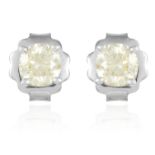 A PAIR OF 1.03 CARAT DIAMOND EAR STUDS in 18ct white gold, set with round cut diamonds totalling