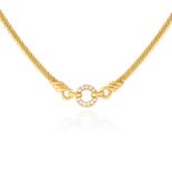 A DIAMOND CIRCLE COLLAR NECKLACE, VAN CLEEF & ARPELS in 18ct yellow gold, the central circular motif