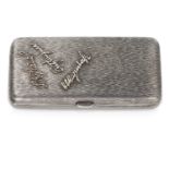 AN ANTIQUE SILVER CIGARETTE CASE, GERMAN the rounded rectangular body with trompe-l'oeil decoration,