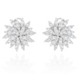 A PAIR OF DIAMOND CLUSTER EARRINGS in 18ct white gold, jewelled with round cut diamonds totalling