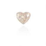 A 0.76 CARAT FANCY ORANGE BROWN HEART CUT DIAMOND certified by GIA report 2141531087.