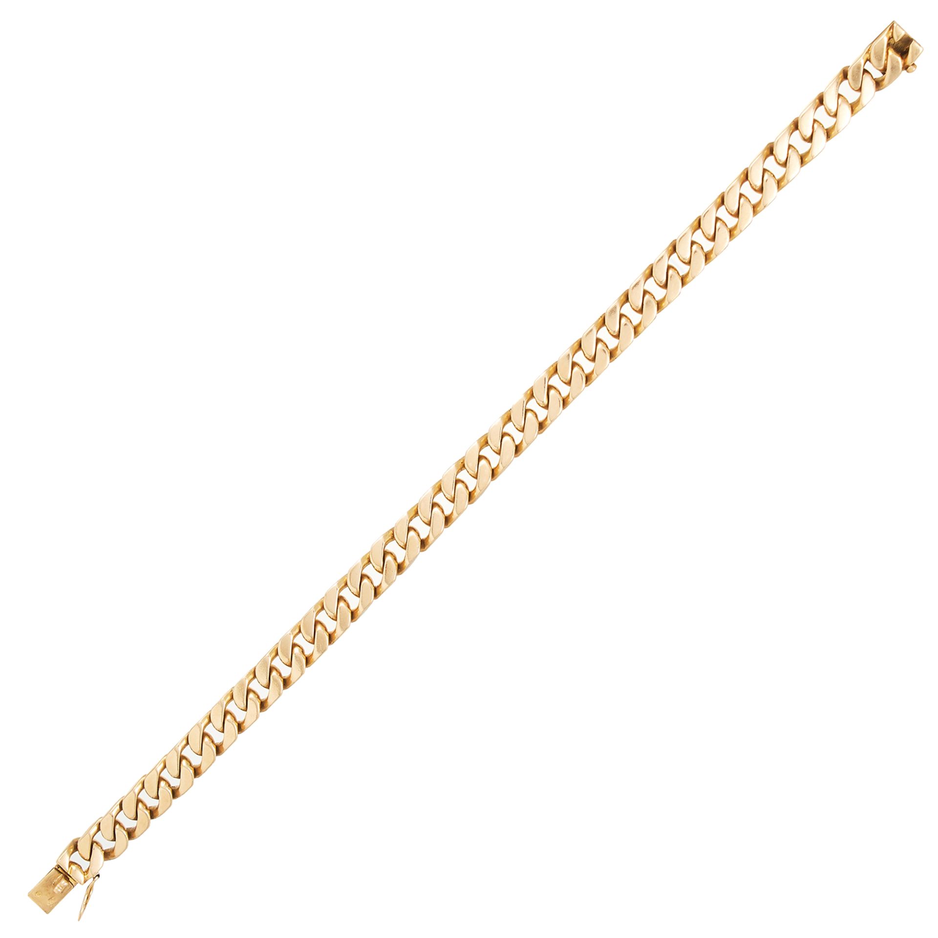 A VINTAGE CURB LINK BRACELET, BOUCHERON in 18ct yellow gold, signed Boucheron Paris and numbered,