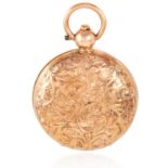 AN ANTIQUE 9 CARAT GOLD SOVEREIGN HOLDER, EARLY 20TH CENTURY circular form, hinged lid with engraved