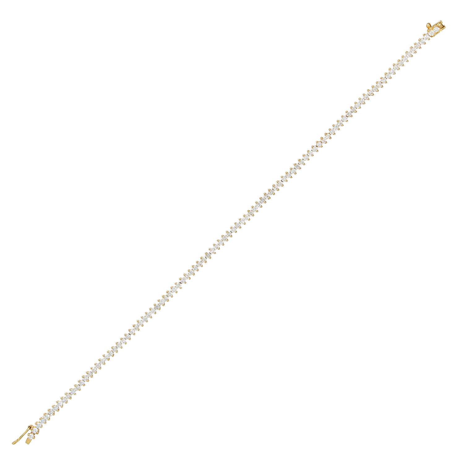 A 2.40 CARAT DIAMOND LINE BRACELET in 18ct yellow gold, comprising a single row of round cut