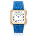 A 'CEINTURE' LADIES WRISTWATCH, CARTIER in 18ct white and yellow gold, with white dial and blue