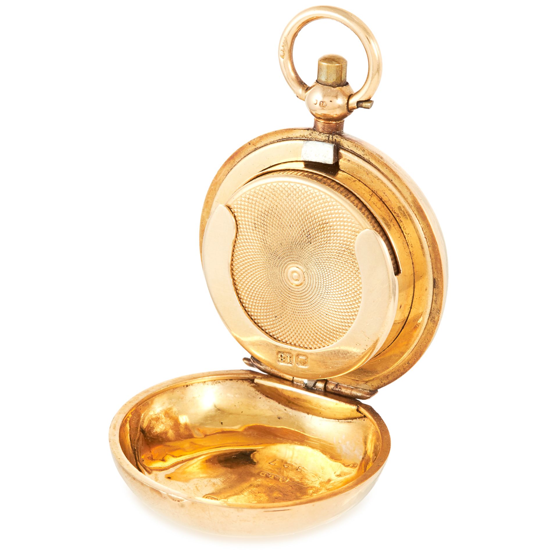 AN ANTIQUE 18 CARAT GOLD SOVEREIGN HOLDER, EARLY 20TH CENTURY circular form, hinged lid, full - Bild 2 aus 2