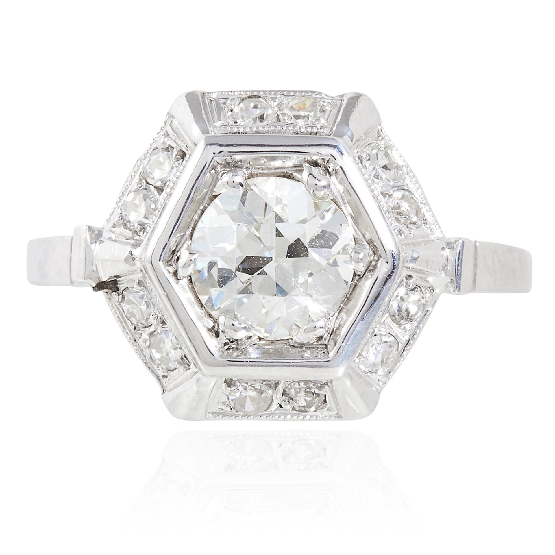 A 0.82 CARAT DIAMOND DRESS RING in white gold or platinum, set with a central round cut diamond of