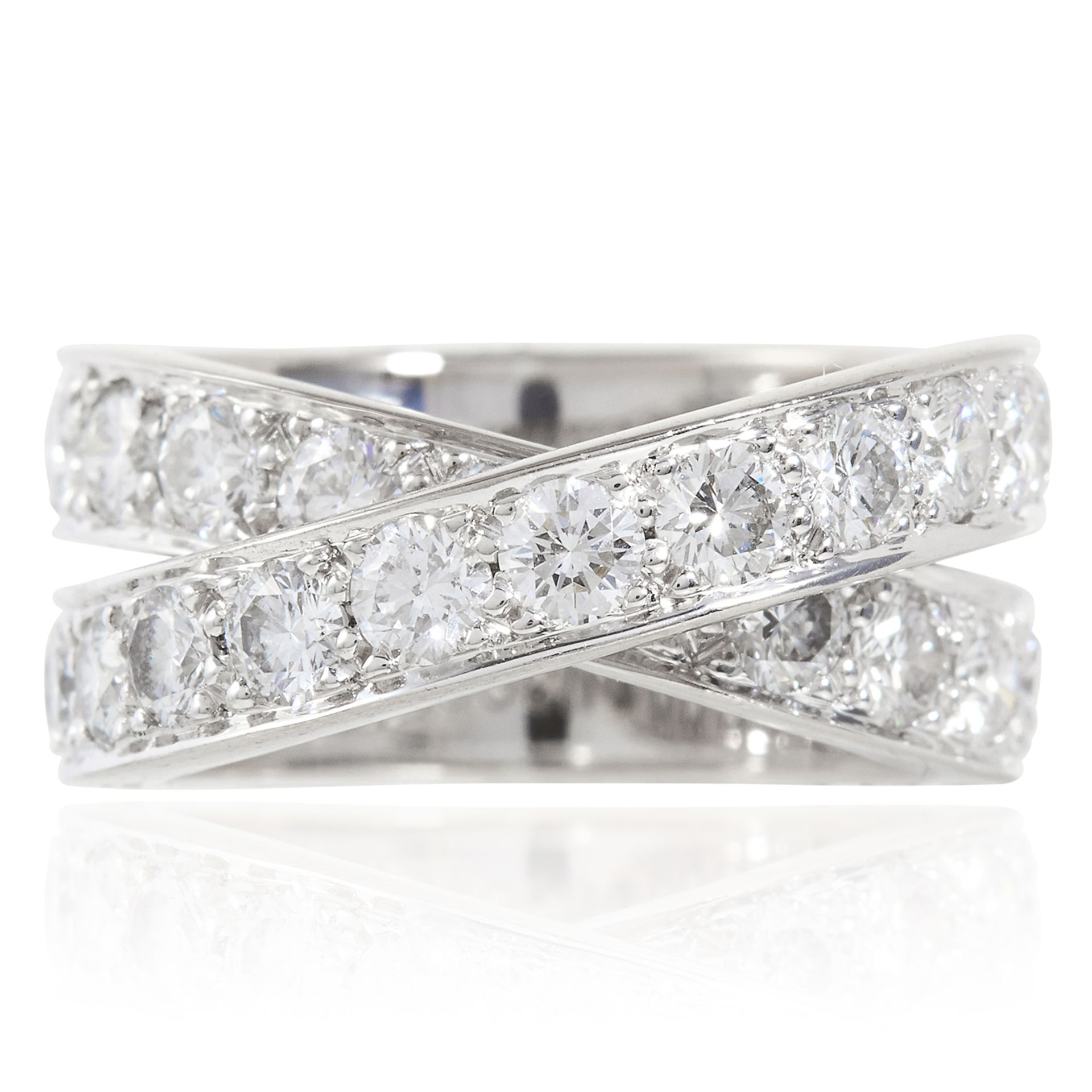 A 2.75 CARAT DIAMOND DRESS RING, CARTIER in 18ct white gold, set with two rows of round cut diamonds