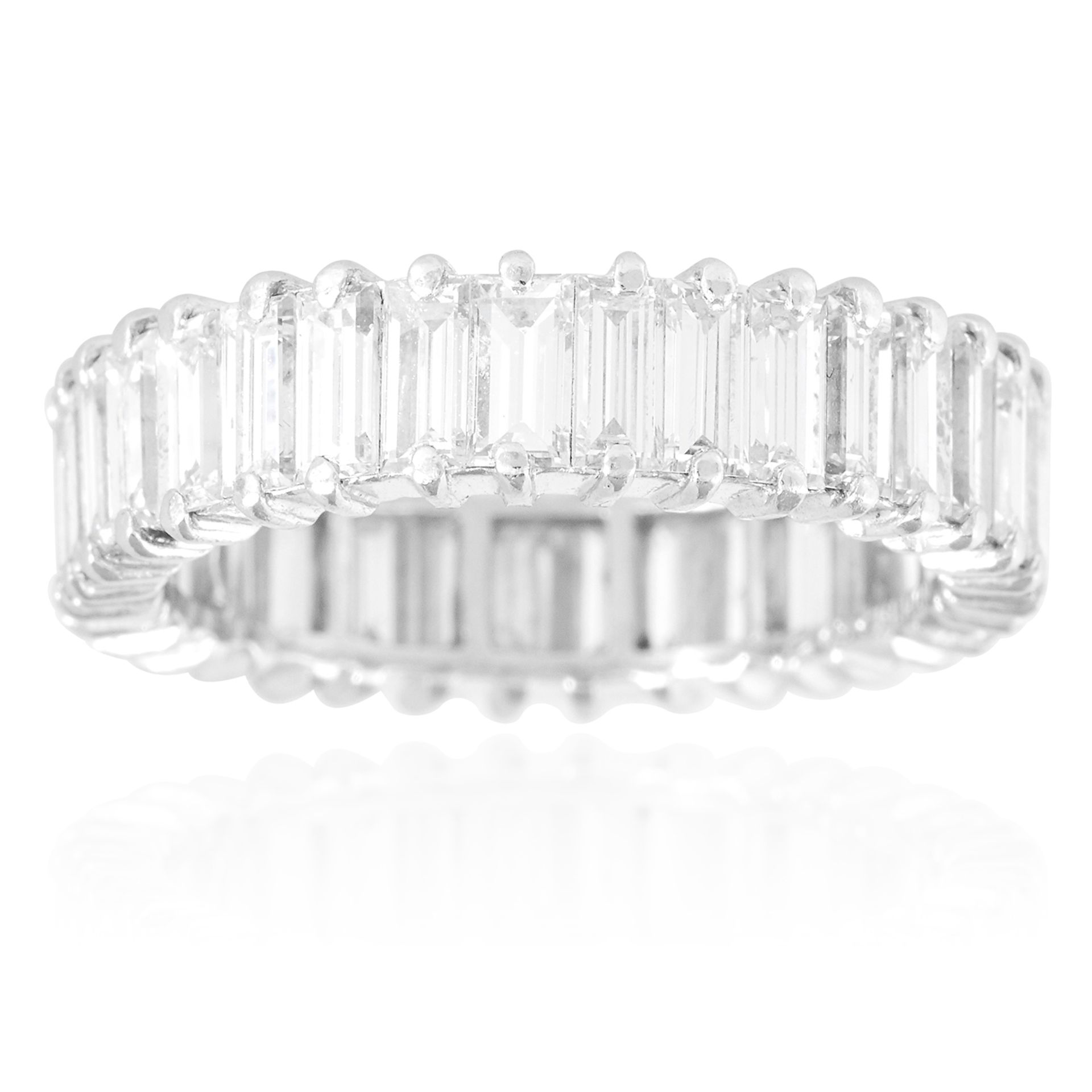 A DIAMOND ETERNITY RING, BOUCHERON in white gold or platinum, set with baguette cut diamonds, size K