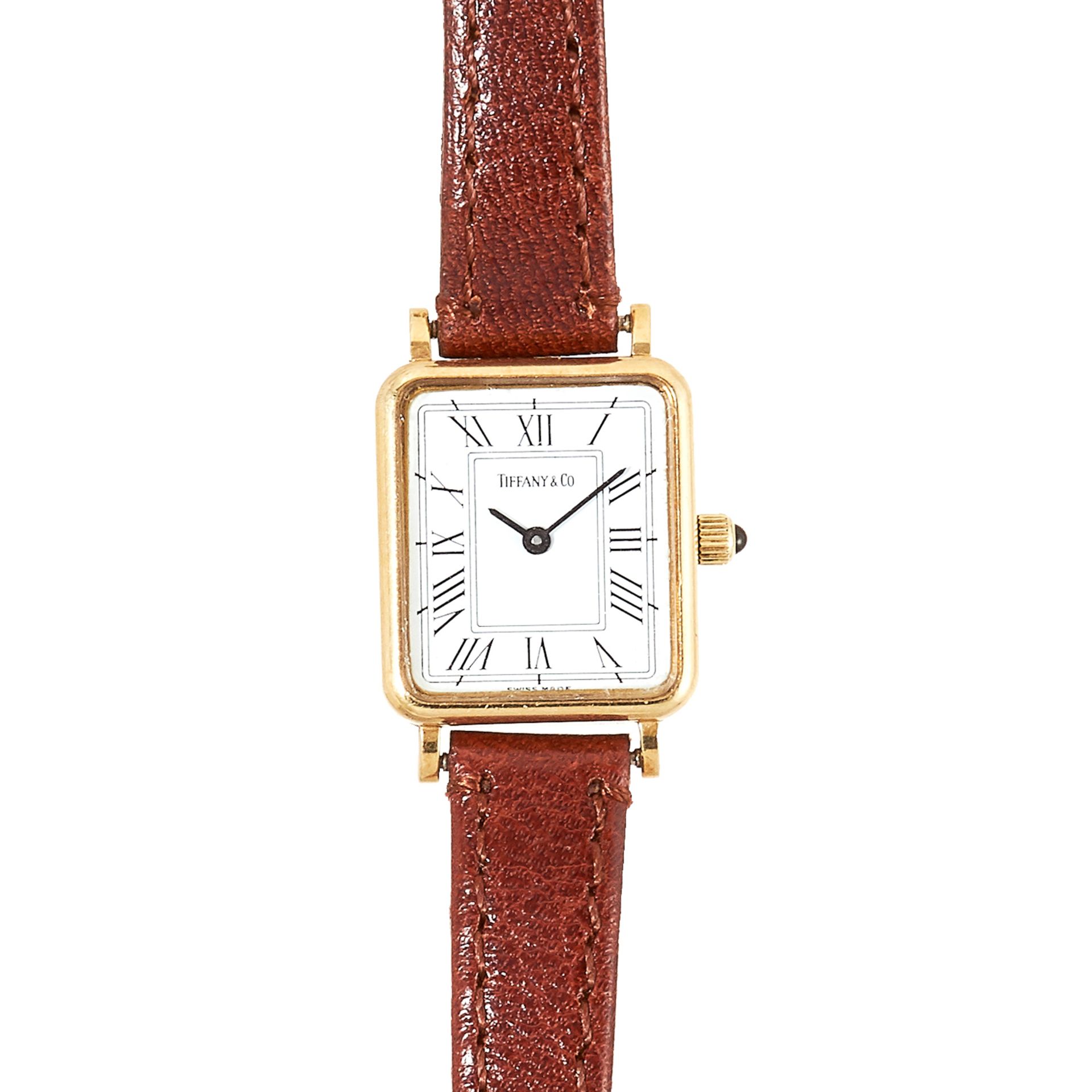 A LADIES WRISTWATCH, TIFFANY AND CO in 14ct yellow gold, with white dial in yellow gold case, on - Image 2 of 2